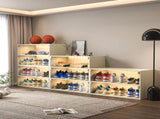 Off white Glass Door Shoe Box Shoe Storage Cabinet For Sneakers With RGB Led Light 06799497