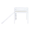 Twin Low Loft Bed with Slide, Ladder, Safety Guardrails, Rubber Wood Twin Loft Bed,White W504P218525