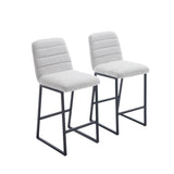 ZNTS Low Bar Stools Set of 2 Bar Chairs for Living Room Party Room,Upholstered Linen Fabric W1439125958