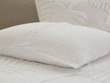 3 Piece Tufted Cotton Chenille Palm Comforter Set Off-White Full/Queen B03597112