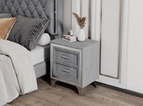 2-Drawer Nightstand with Metal Legs for Bedroom, Mid Century Nightstand Fully Assembled Except Legs N733P183659E