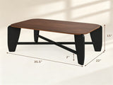 Modern Rectangular Coffee Table, Engineered Wood Center Table with Rubber Wood CrossLeg Base, 132 57989778