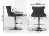 Swivel Velvet Barstools Adjusatble Seat Height from 25-33 Inch, Chrome base Bar Stools with Backs W1143P309419