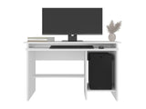Koyuk Computer Desk with Sliding Keyboard Tray, Lower Storage Shelf and CPU Compartment, White B097P474288
