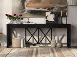 U_Style 60''Acacia Veneer Console with 4 Spacious Drawers, Modern Crisscross Design Entryway N711P289747B