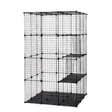 ZNTS 3-Tier Wire Cat Cage, Large Kennels Playpen with 3 Platforms, 3 Ramp Ladders and 4 Doors, Black W2181P155328