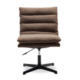 ZNTS Brown Teddy Fabric 360&deg; Swivel Accent Chair, Cross Legged Office Chair, Adjustable Armless Wide Home W1164P239089