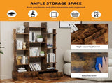 Bookshelf with 2 Drawers, Industrial Freestanding Open Display Shelving, Vintage Open Bookcase, 12 W578P207921