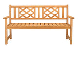 118*56.5*90cm Outdoor Garden Fir Grid Back Wooden Bench Burlywood 89218544