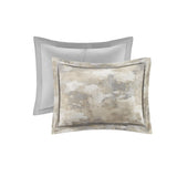 7 Piece Textured Cotton Blend Comforter Set Gray Queen B035128834