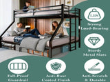 Heavy Duty Twin Over Queen Bunk Bed, Sturdy Metal Bunk Bed Frame with Flat Ladder & Full-Length W5635P531646