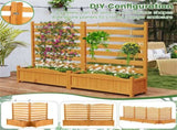 2-Panel No-Dig Fir Wood Privacy Fence with Planter Boxes, AC Unit/Trash Can Screen for Outdoor Patio 53007603