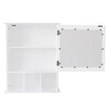 ZNTS Single Door Three Compartment Storage Bathroom Cabinet –White 06324374