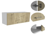 White and Light Oak Rectangle 2-Door Wall Cabinet B06280327