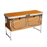 Outdoor Folding Camping Table with Storage Compartment, 4ft Portable Pinic Table with 3 Adjustable 93348545