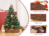 Artisanal Woven Hyacinth Christmas Tree Collar - 28in Espresso Rattan & Wicker Tree Skirt/Base Cover 95800919