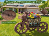 Carbonized Fir Wood 3-Wheel Planter Cart, Drainage Hole Storage Box Vintage Farmhouse Planter 86593785