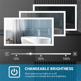 Bright LED Bathroom Mirror 32" x 24" Front Light, 5 Mins Defog, Full HD Reflected, 3 Colors T3177P296166