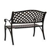 ZNTS 40.5" Outdoor Cast Aluminum Bench With Mesh Backrest Seat Surface 24289313