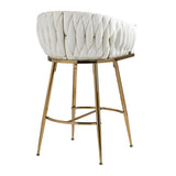 26'' Counter height bar stools velvet kitchen island counter bar stool with hand- wave back,golden W2215P147899