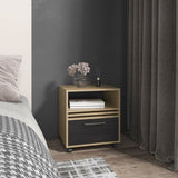Vance 20" High One Drawer Nightstand, Casters, Mobile, One Shelf, Bedroom Natural Oak B070P254778