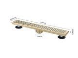 12 Inch Linear Shower Drain with Removable Square Patterned Grate, 304 Stainless Steel with Hair 34152482
