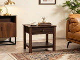 Dark Brown Set of 2 End Tables Side Table with Drawer, Top and Bottom Shelf for Small Spaces 78418661