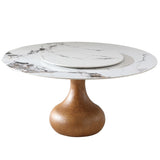 Modern Marble Dining Table, 59" Round Sintered Stone Table for Dining Room, Kitchen, Dinette, 84533567