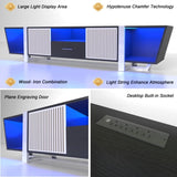 TV Console with Large Storage Cabinets, Biplane Shape Design LED TV Stand with Remote Control, W1701P164320
