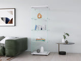 Glass Display Cabinet 4 Shelves with Door, Floor Standing Curio Bookshelf for Living Room Bedroom W1806P197873