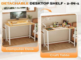 31.5" Computer Desk with Desktop Shelf and Lighting Foldable P2 Particleboard Iron Pipe with 78151630