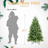 Artificial 5ft Green Christmas Tree with 756 PE/PVC Mixed Branch Tips, memory wireiron wire, Hinged 04280515