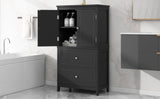 ZNTS Bathroom Storage Cabinet, Cabinet with Two Doors and Drawers, Adjustable Shelf, MDF Board, Black N725P188460B