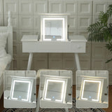 Vanity Desk Set with LED Lighted Mirror & Power Outlet, Flip Top Makeup Vanity Table with Drawers & W2837P197840