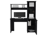 Muncy Computer Desk with Ample Work Surface, Hutch Storage and Single Door Cabinet with 3-Tier B097133101