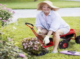 Rolling Garden Work Seat with Wheels, Garden Scooter with 360 Degree Swivel Seat Extendable Handle 72863144