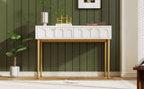Modern metal leg double drawer dressing table, combining high-quality wood and metal, simple style, W2565P248233
