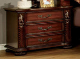 Brown Cherry Traditional 1pc Nightstand Solid wood 3-Drawers Bedside Table Pewter Hanging Pull Grand B011P218330