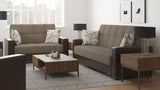 PrimeNest NimbusFlow Upholstered Convertible Sofabed with Storage, Beige/Brown-PU Chenille B030P286529