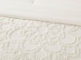 3-Piece Tufted Cotton Chenille Medallion Comforter Set Off-White King/Cal King B03597074