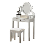 ZNTS Moniys Wood Moniya Makeup Vanity Table and Stool Set, Silver T2574P163834