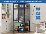 3D Printer Cabinet with Double Layer 3D Printer Filament Storage Rack, T-Shaped Filament Bar & 03024378