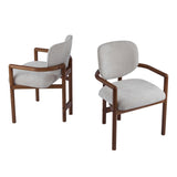 Dining Chairs Set of 2 Upholstered Arm Chairs, Rubber Wood Accent Chairs Beige Fabric Seating, 300 57088865