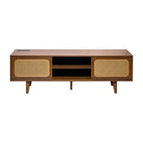 ZNTS Mid Century Modern Rattan TV Stand for 55/60/65 inch TV , Entertainment Cabinet, Media Console for W2977P224349