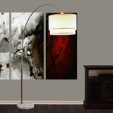 ZNTS 81"H DOUBLE SHADE MARBLE BASE FLOOR LAMP B080107035