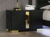 Black And Gold Trim 1pc Nightstand Bracketed Metal Legs Acrylic Trim Contemporary Bedroom Furniture B2741P325736