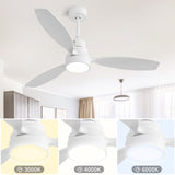 52 Inch Integrated LED 3 Wood Fan Blade Ceiling Fan with Light Kit and 6 Speed Remote Control W934P146037
