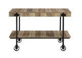 Industrial Style 1pc Sofa Table Natural Tone Slat Design Console Table Open Bottom Shelf Living Room B011P214571