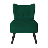 ZNTS Unique Style Green Velvet Covering Accent Chair Button-Tufted Back Brown Finish Wood Legs Modern B01143824