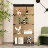 ZNTS Two-door Tawny Glass Display Cabinet 4 Shelves with Door, Floor Standing Curio Bookshelf for Living 88809623